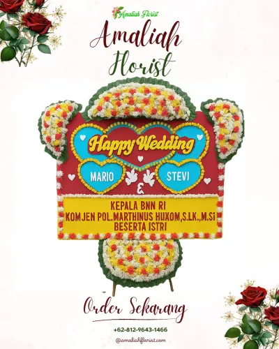 Karangan Papan Bunga Pernikahan di Cimone
